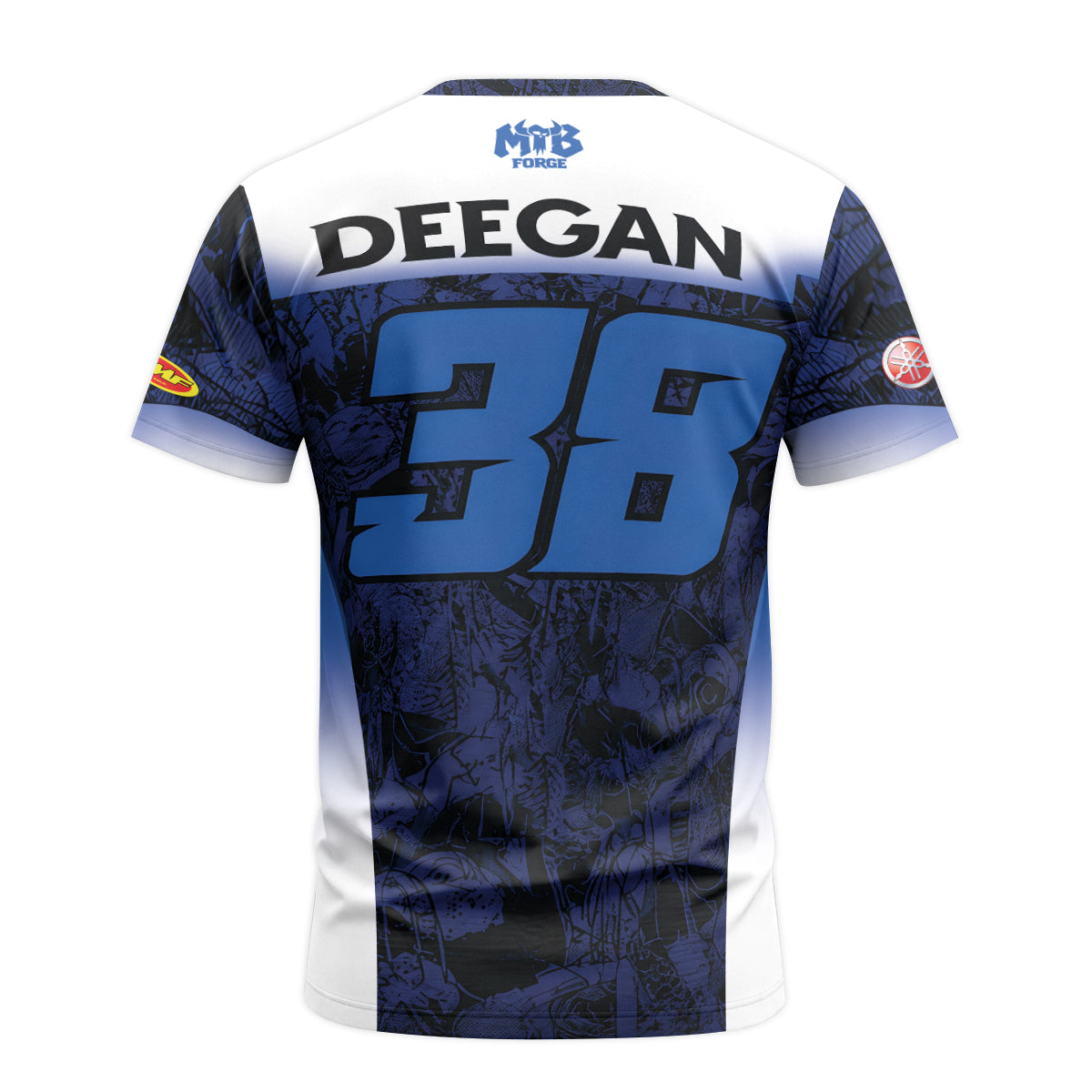 Deegan 38 Yamaha Blue Youth Short Sleeve Motocross Jersey – Back View Mockup