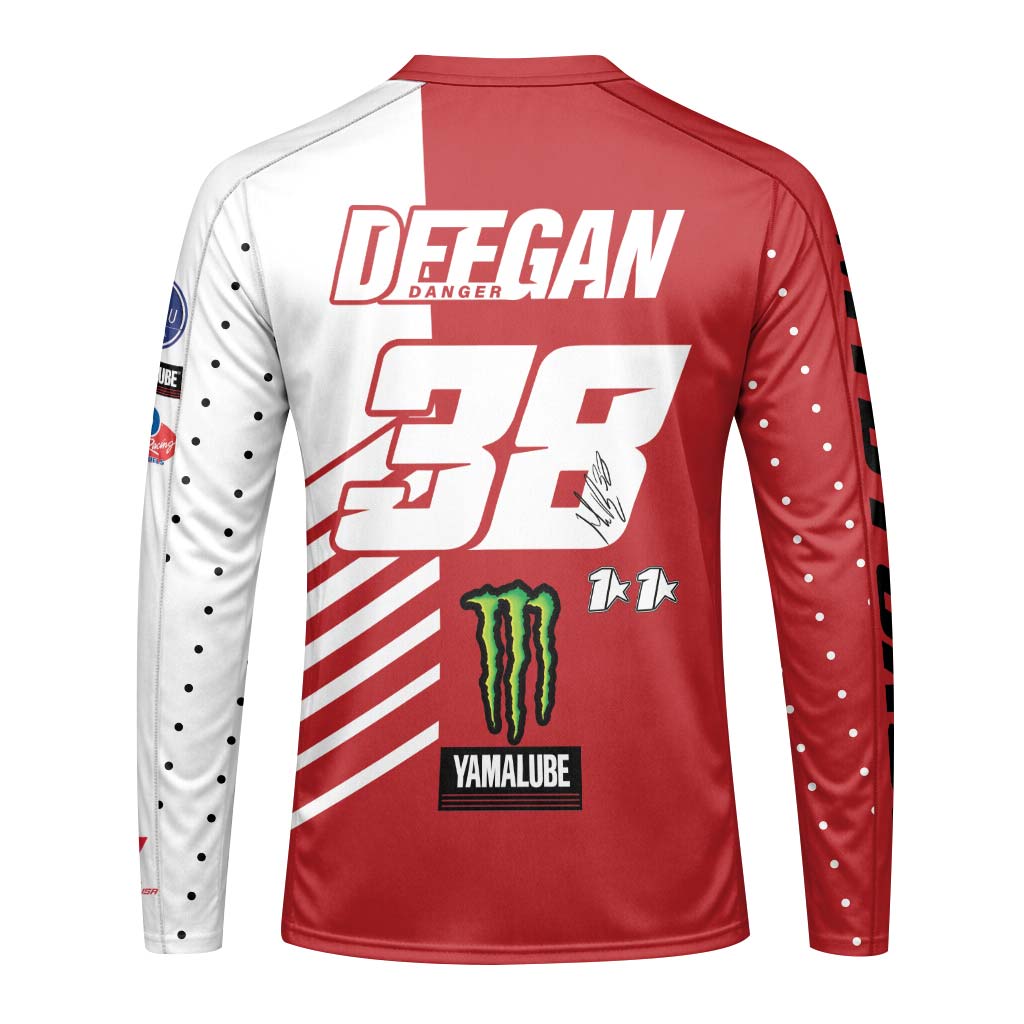 Deegan 38 Yamaha Monster Energy Red White Long Sleeve Motocross Jersey - front view mockup