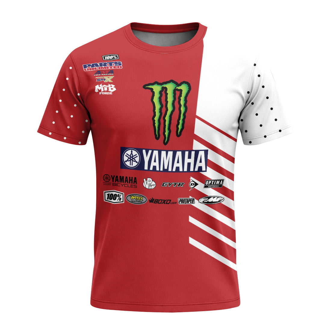 Deegan 38 Yamaha Monster Energy Red White Short Sleeve Motocross Jersey - front and back view