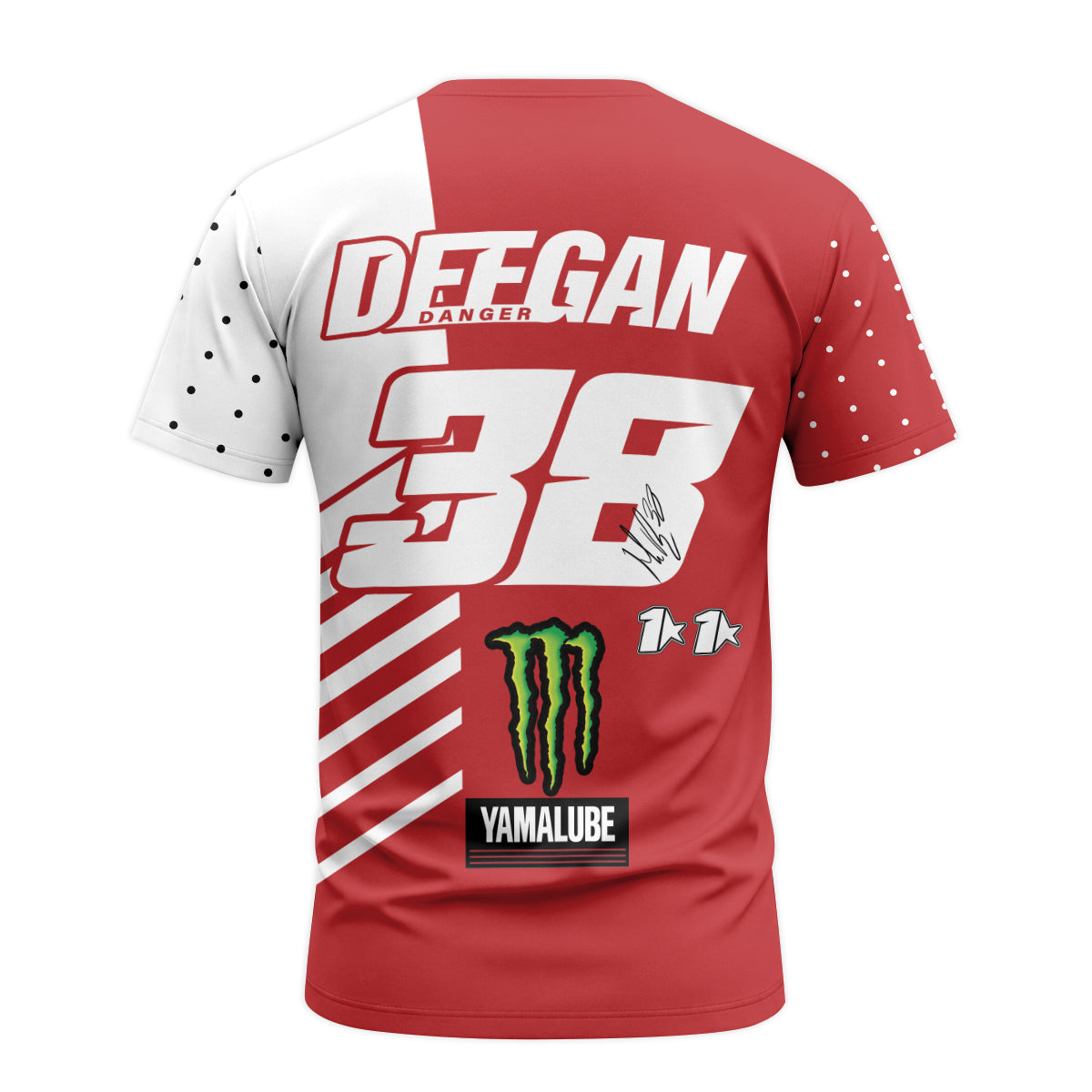 Deegan 38 Yamaha Monster Energy Red White Short Sleeve Motocross Jersey - back view mockup