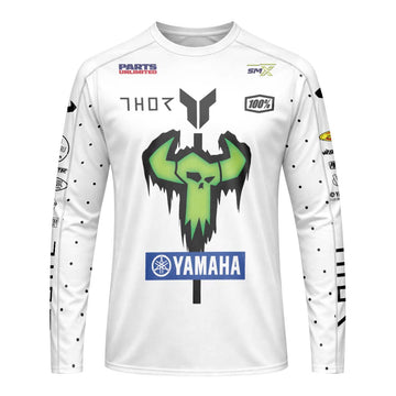 Deegan Danger 1 Yamaha White Neon Camo Long Sleeve Motocross Jersey – Front View Mockup
