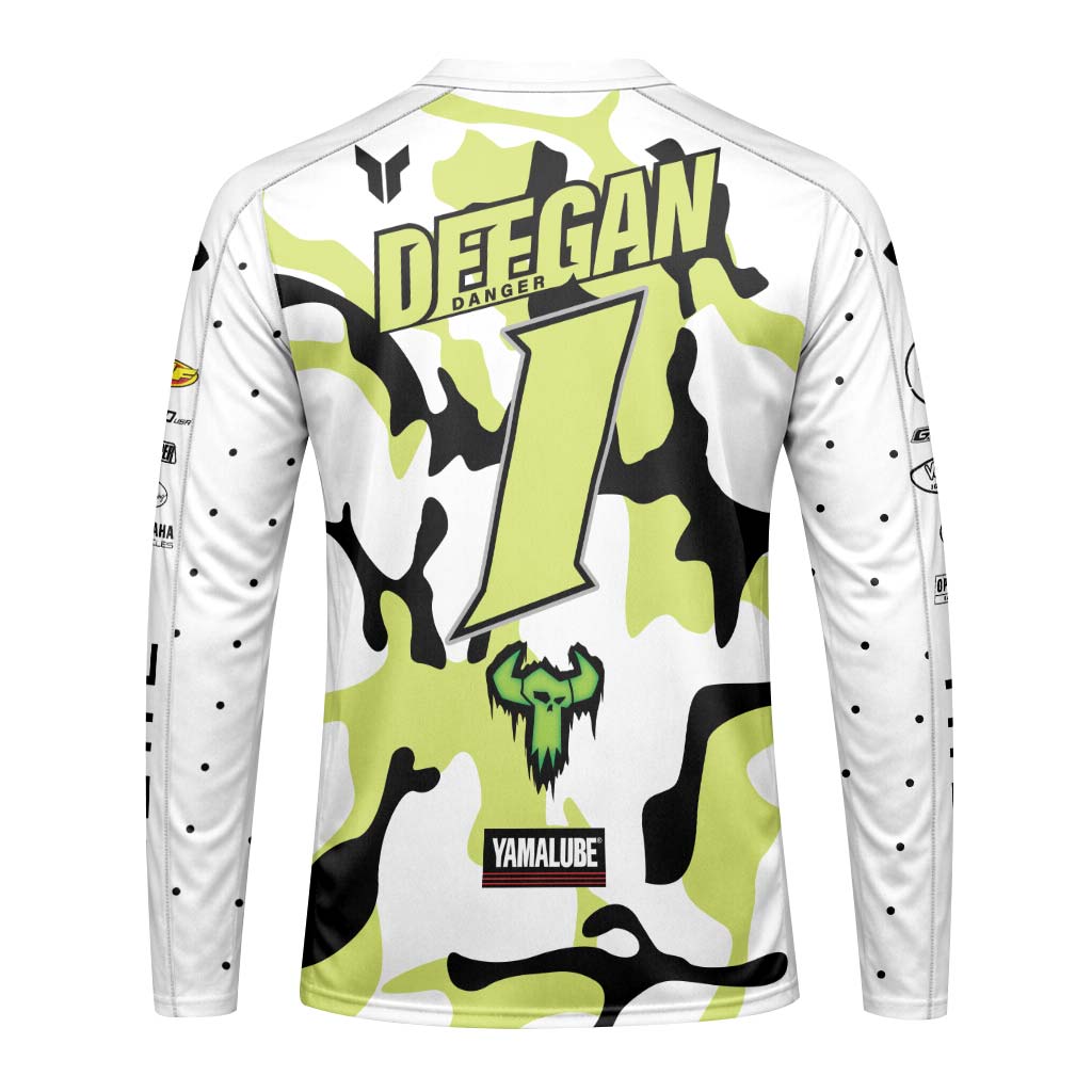 Deegan Danger 1 Yamaha White Neon Camo Long Sleeve Motocross Jersey – Back View Mockup