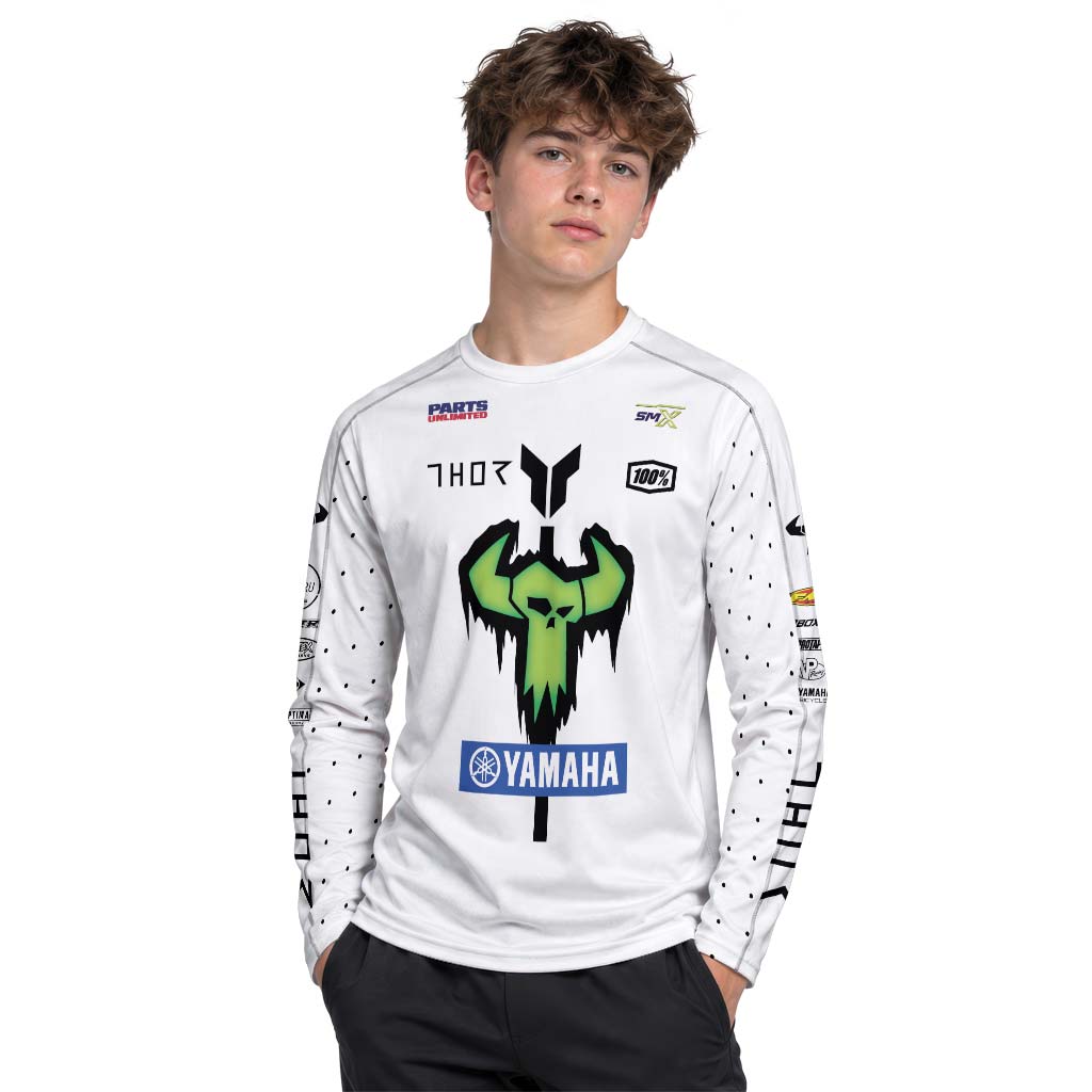 Deegan Danger 1 Yamaha White Neon Camo Youth Long Sleeve Motocross Jersey – Boy Lifestyle View