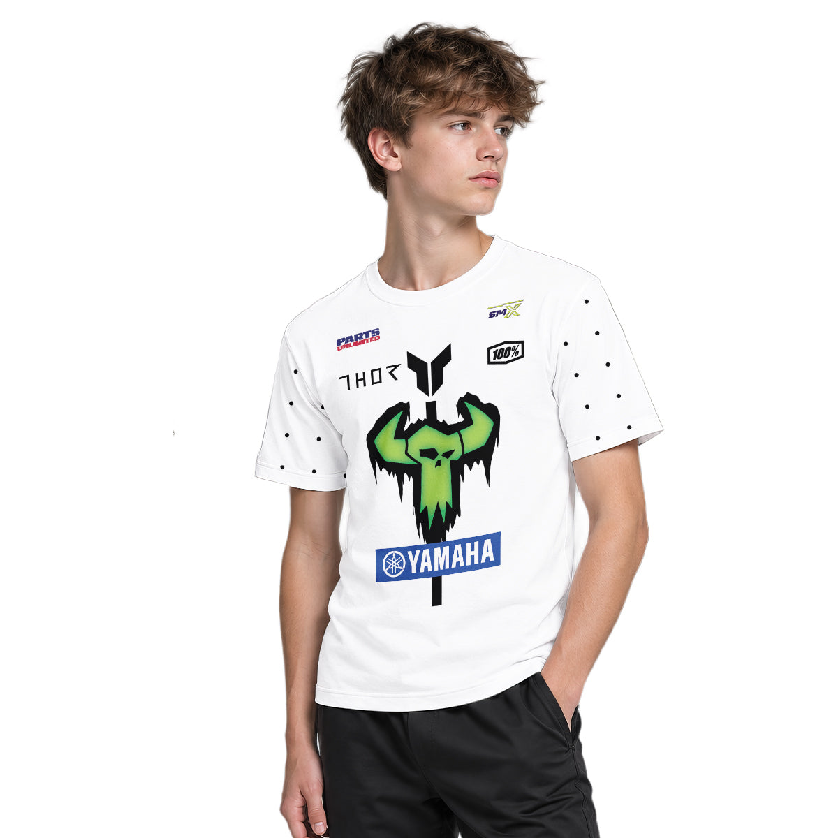 Deegan Danger 1 Yamaha White Neon Camo Youth Short Sleeve Motocross Jersey – Boy Lifestyle View