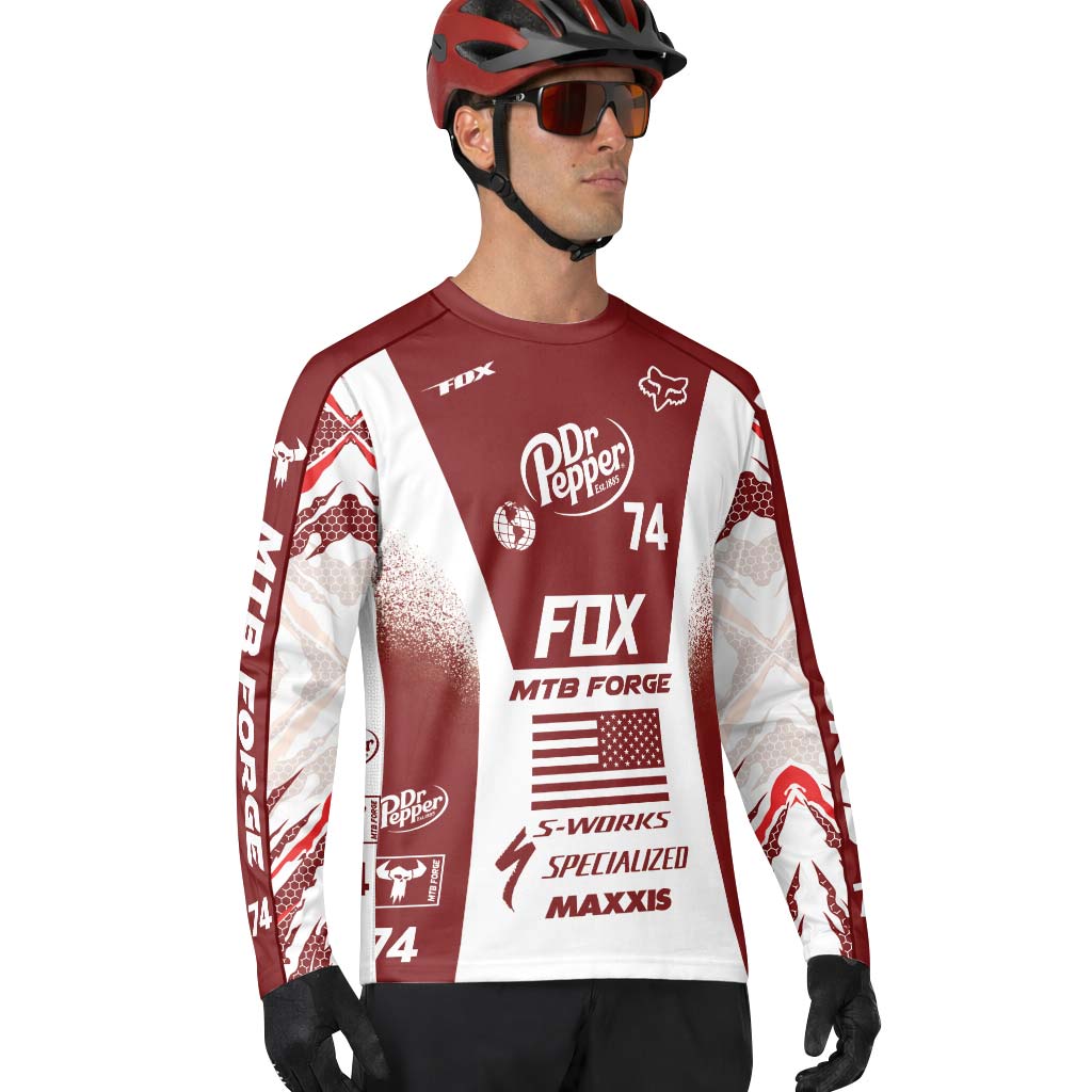 Dr Pepper Fox 74 Downhill MTB Jersey | Dr Pepper Retro MTB Jersey - lifestyle view