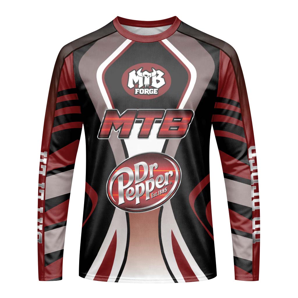 Dr Pepper MTB Retro Youth Long Sleeve Mountain Bike Jersey – Front View Mockup