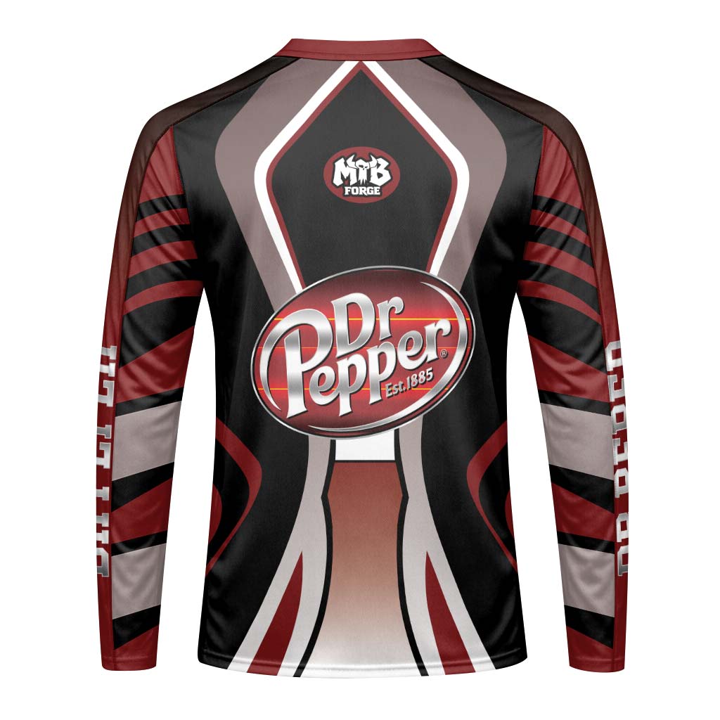 Dr Pepper MTB Retro Youth Long Sleeve Mountain Bike Jersey – Back View Mockup