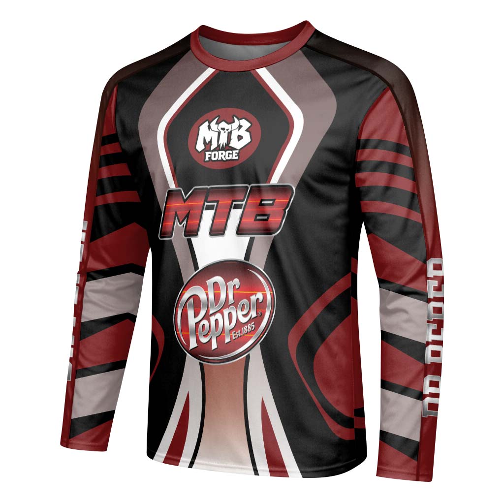 Dr Pepper MTB Retro Youth Long Sleeve Mountain Bike Jersey – Left Side View Mockup