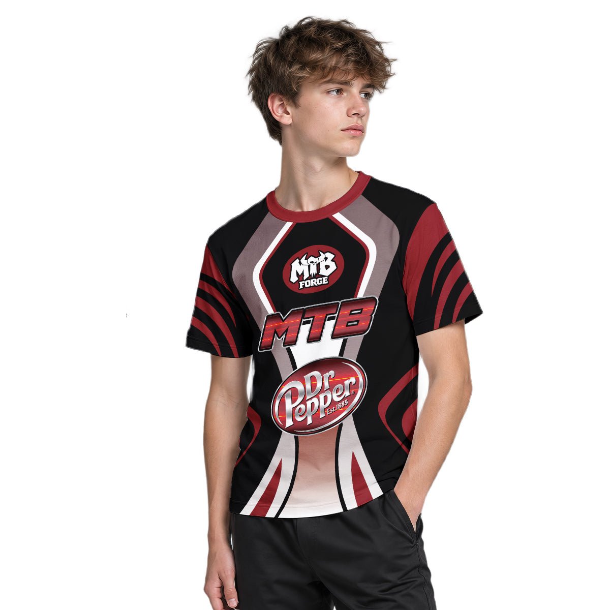 Dr Pepper MTB Retro Youth Short Sleeve Mountain Bike Jersey – Boy Lifestyle View