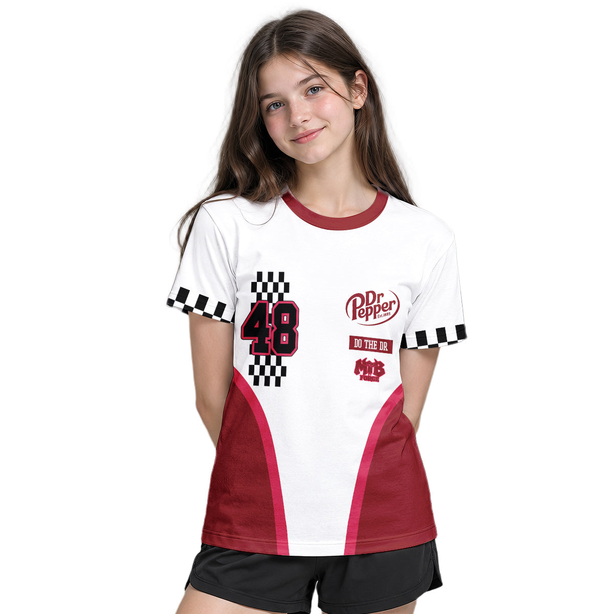 Dr Pepper Racing 48 Youth Short Sleeve Motocross Jersey – Girl Lifestyle View