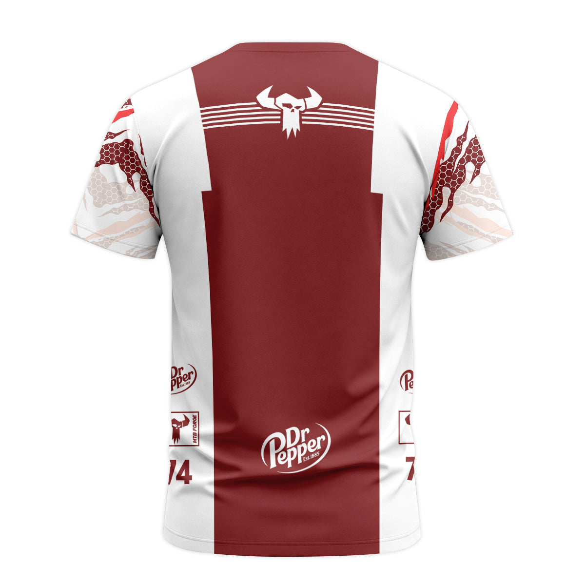 Dr Pepper Specialized 74 Red White Short Sleeve Mountain Bike Jersey – Back View Mockup