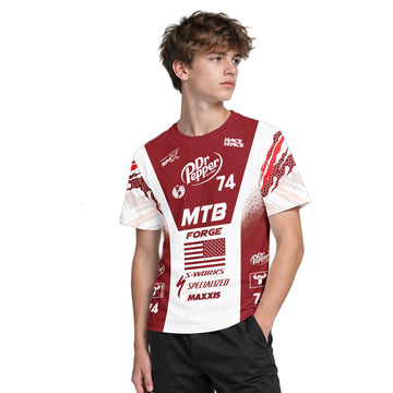 Dr Pepper Specialized 74 Red White Youth Short Sleeve Mountain Bike Jersey – Boy Lifestyle View