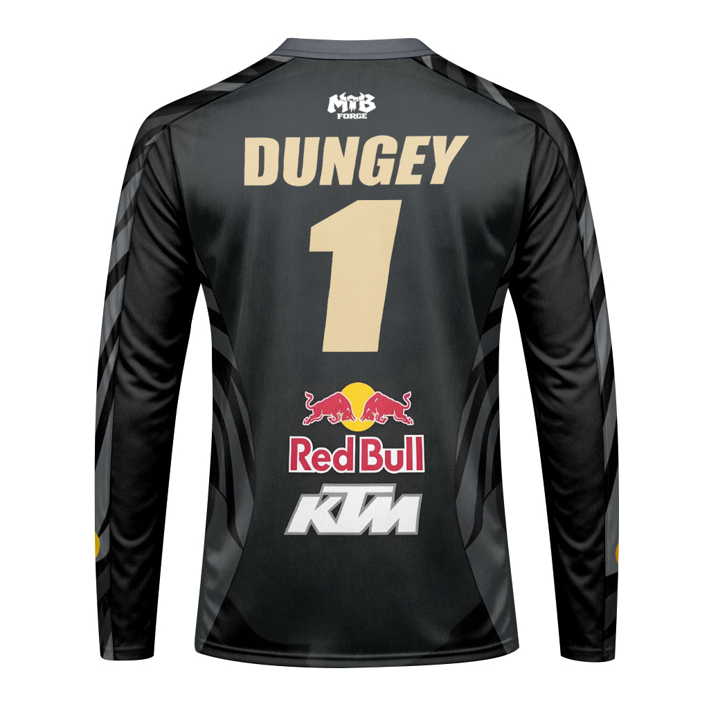 Dungey #1 Red Bull KTM Black Gold Long Sleeve Motocross Jersey – Front View Mockup