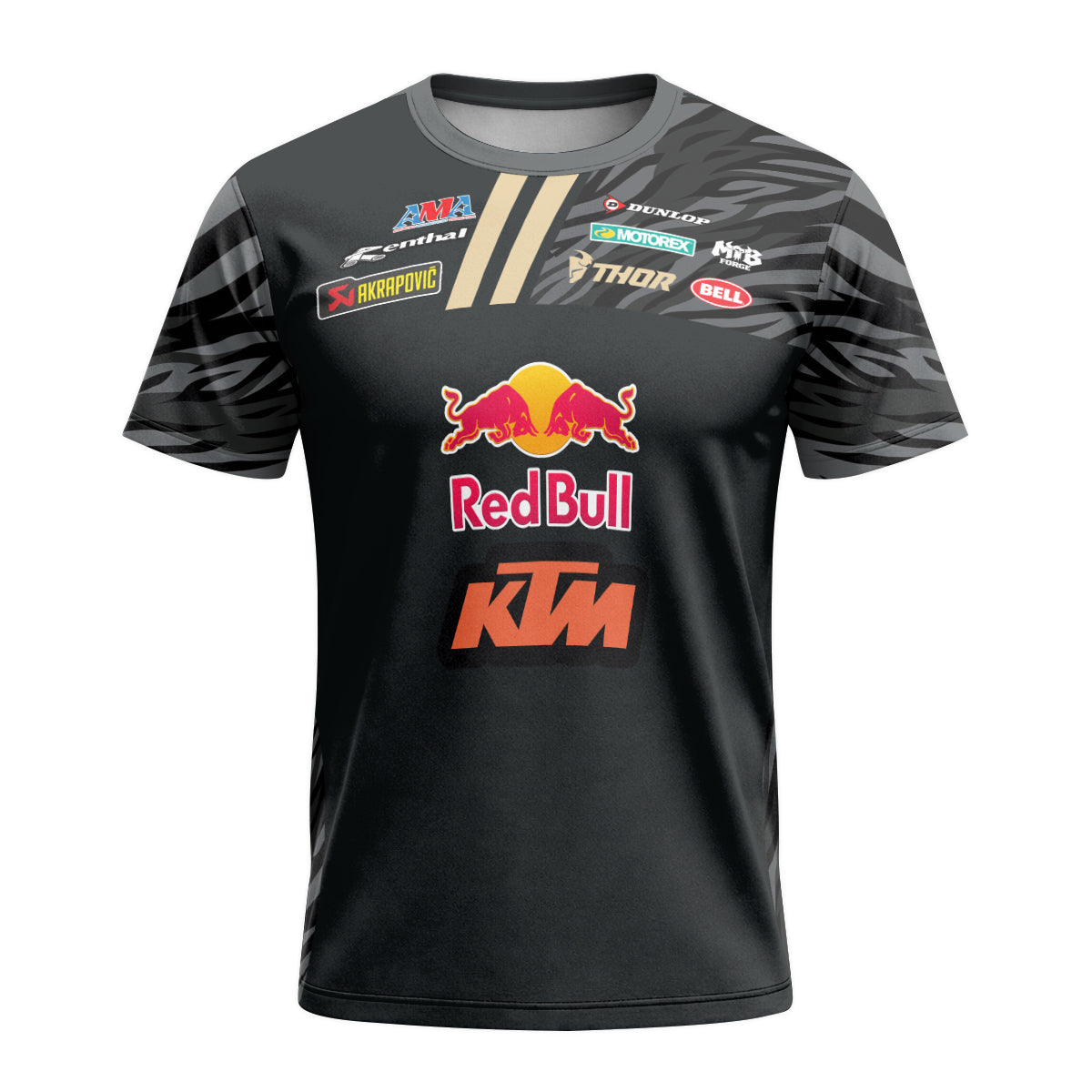 Dungey #1 Red Bull KTM Black Gold Short Sleeve Motocross Jersey – Front View Mockup