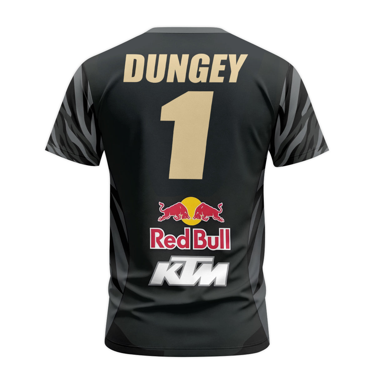 Dungey #1 Red Bull KTM Black Gold Short Sleeve Motocross Jersey – Back View Mockup