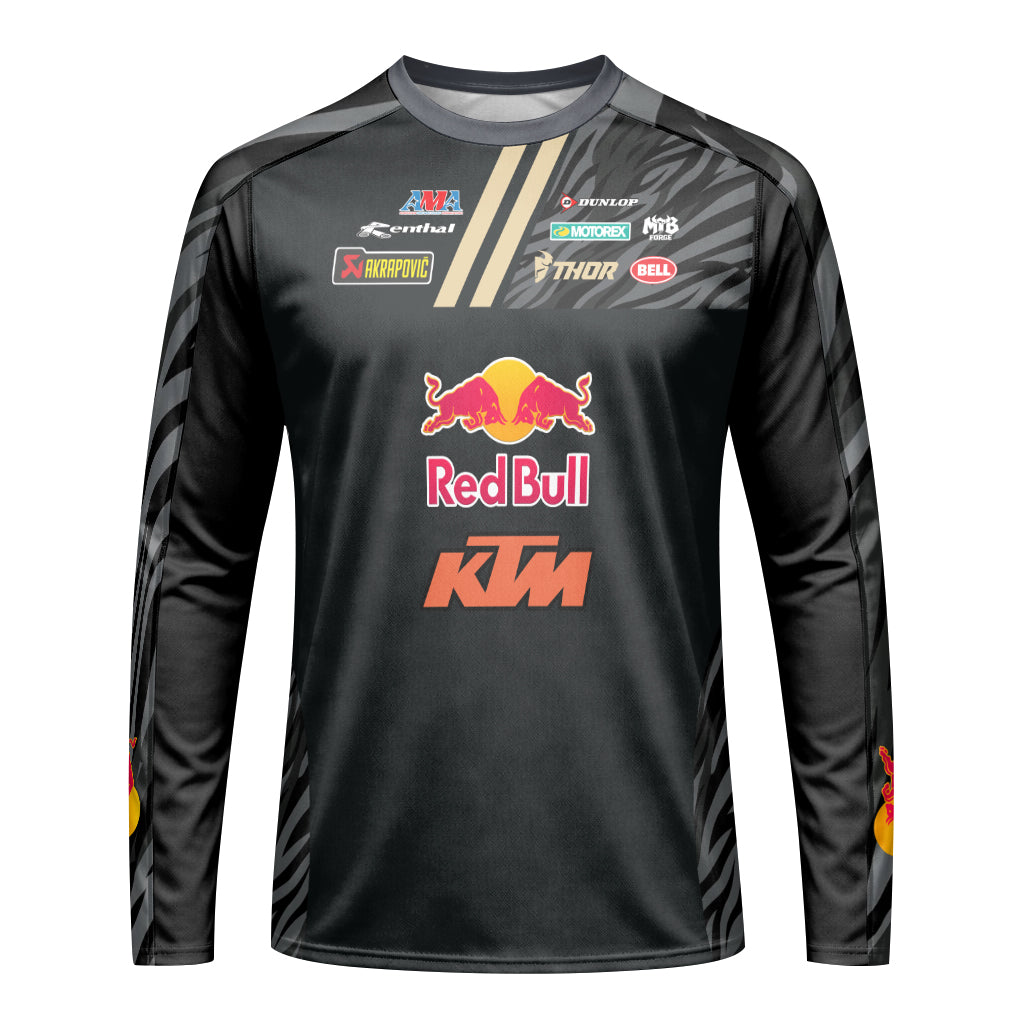 Dungey #1 Red Bull KTM Black Gold Youth Long Sleeve Motocross Jersey – Front View Mockup