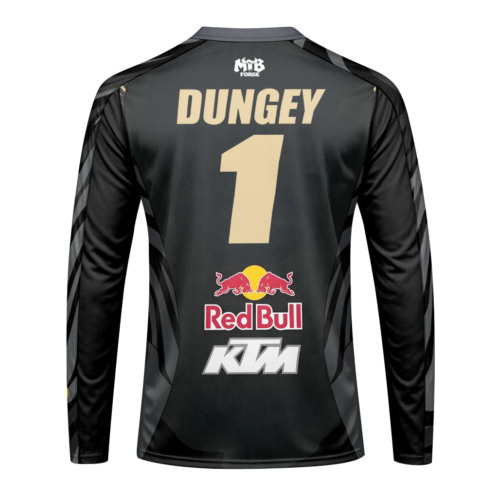 Dungey #1 Red Bull KTM Black Gold Youth Long Sleeve Motocross Jersey – Back View Mockup