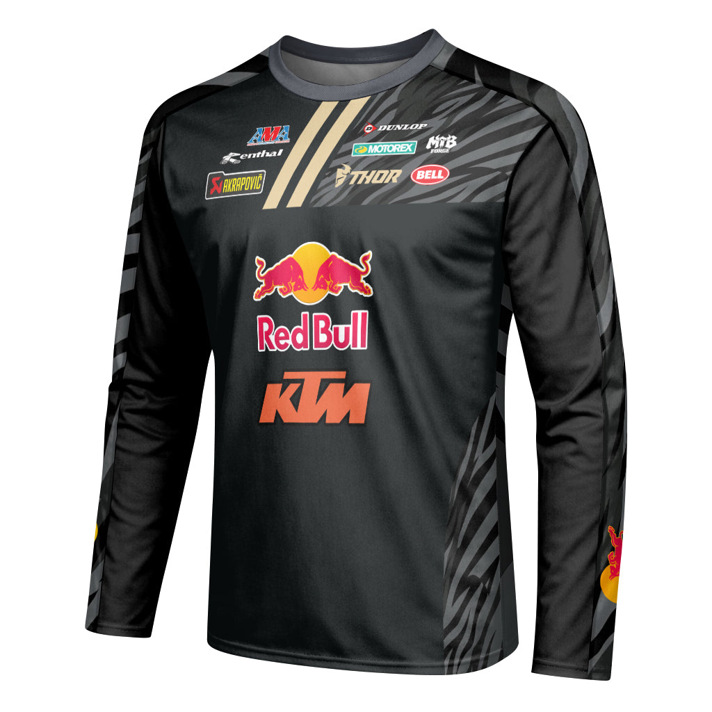 Dungey #1 Red Bull KTM Black Gold Youth Long Sleeve Motocross Jersey – Left Side View Mockup