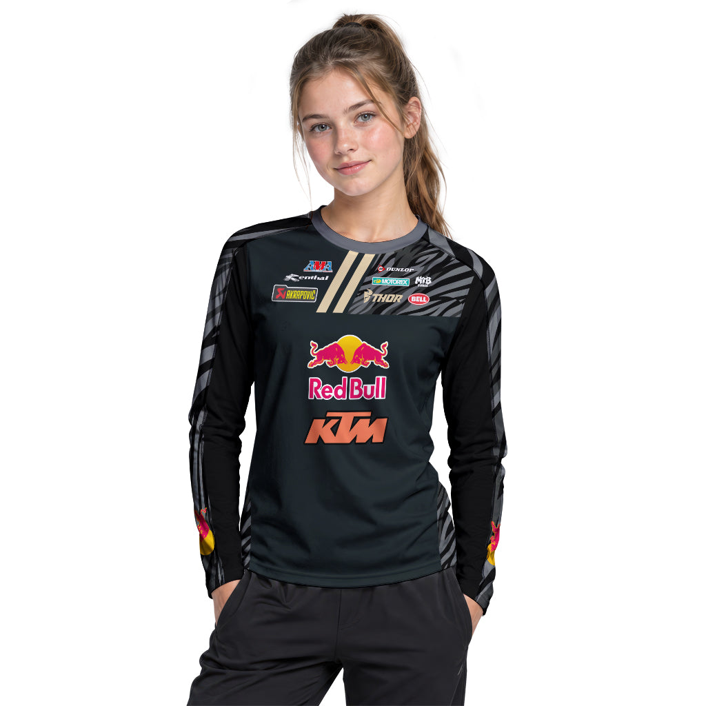 Dungey #1 Red Bull KTM Black Gold Youth Long Sleeve Motocross Jersey – Girl Lifestyle View