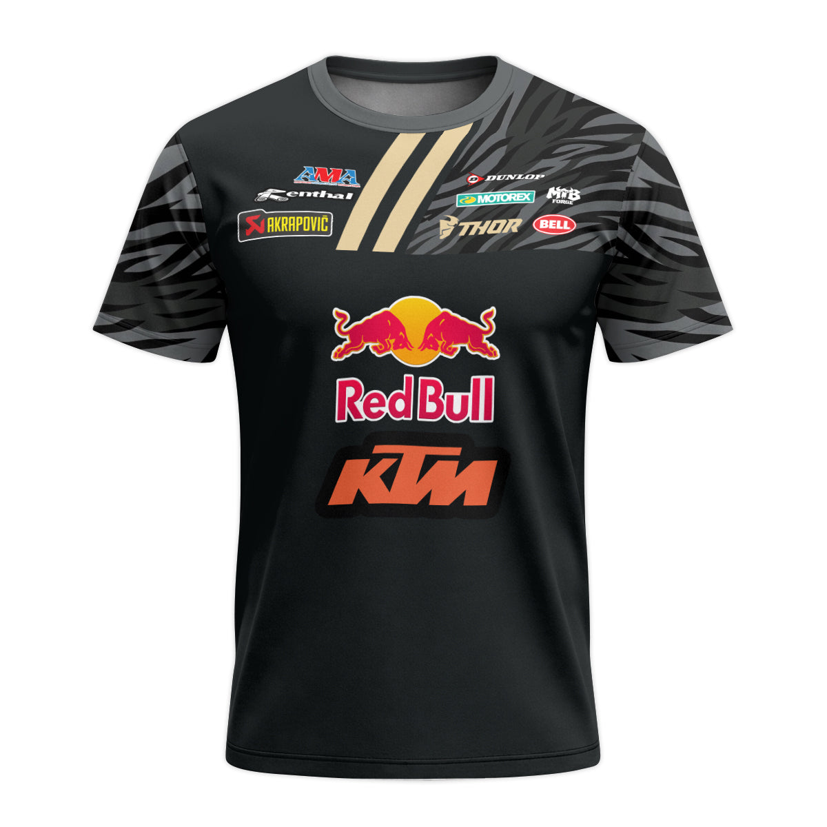 Dungey #1 Red Bull KTM Black Gold Youth Short Sleeve Motocross Jersey – Front View Mockup