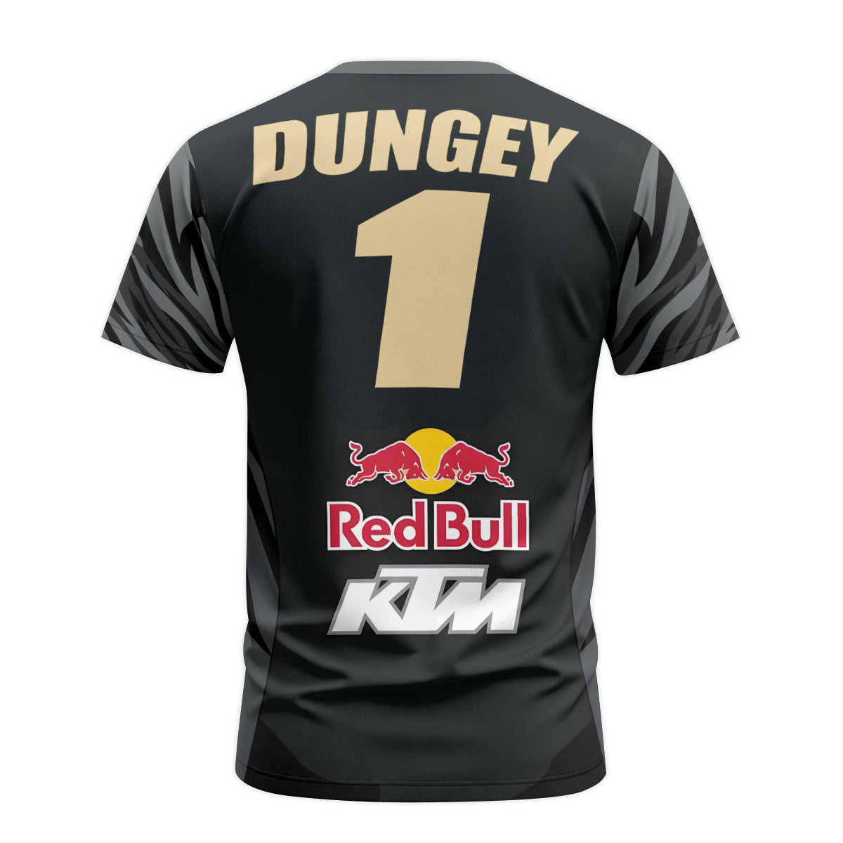 Dungey #1 Red Bull KTM Black Gold Youth Short Sleeve Motocross Jersey – Back View Mockup