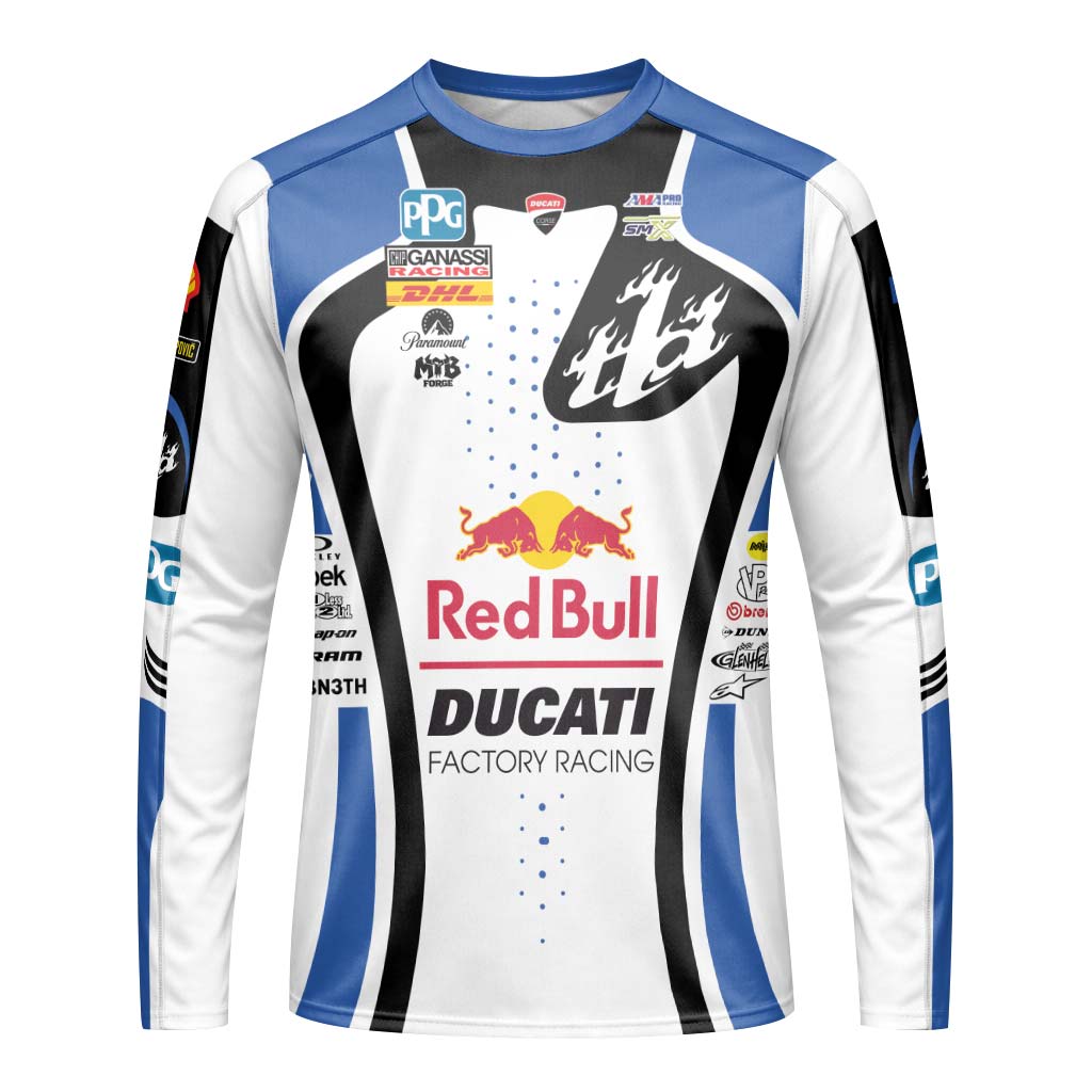 Dylan Ferrandis #14 Red Bull Ducati Factory Racing Long Sleeve Motocross Jersey – Front View Mockup