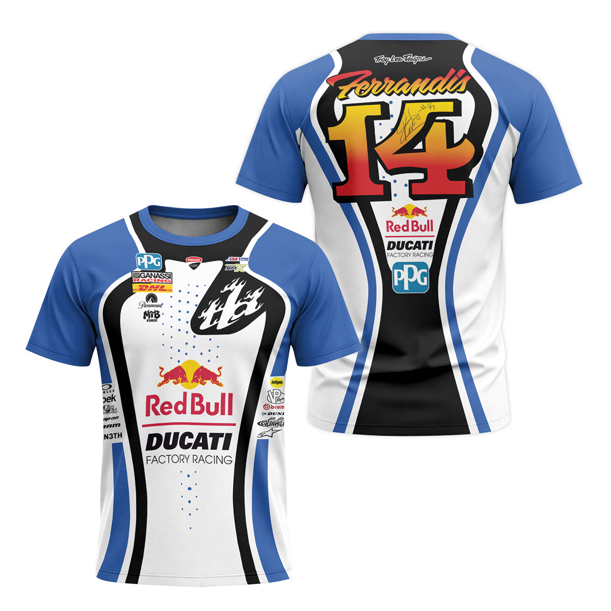 Dylan Ferrandis #14 Red Bull Ducati Factory Racing Short Sleeve Motocross Jersey – Front and Back View