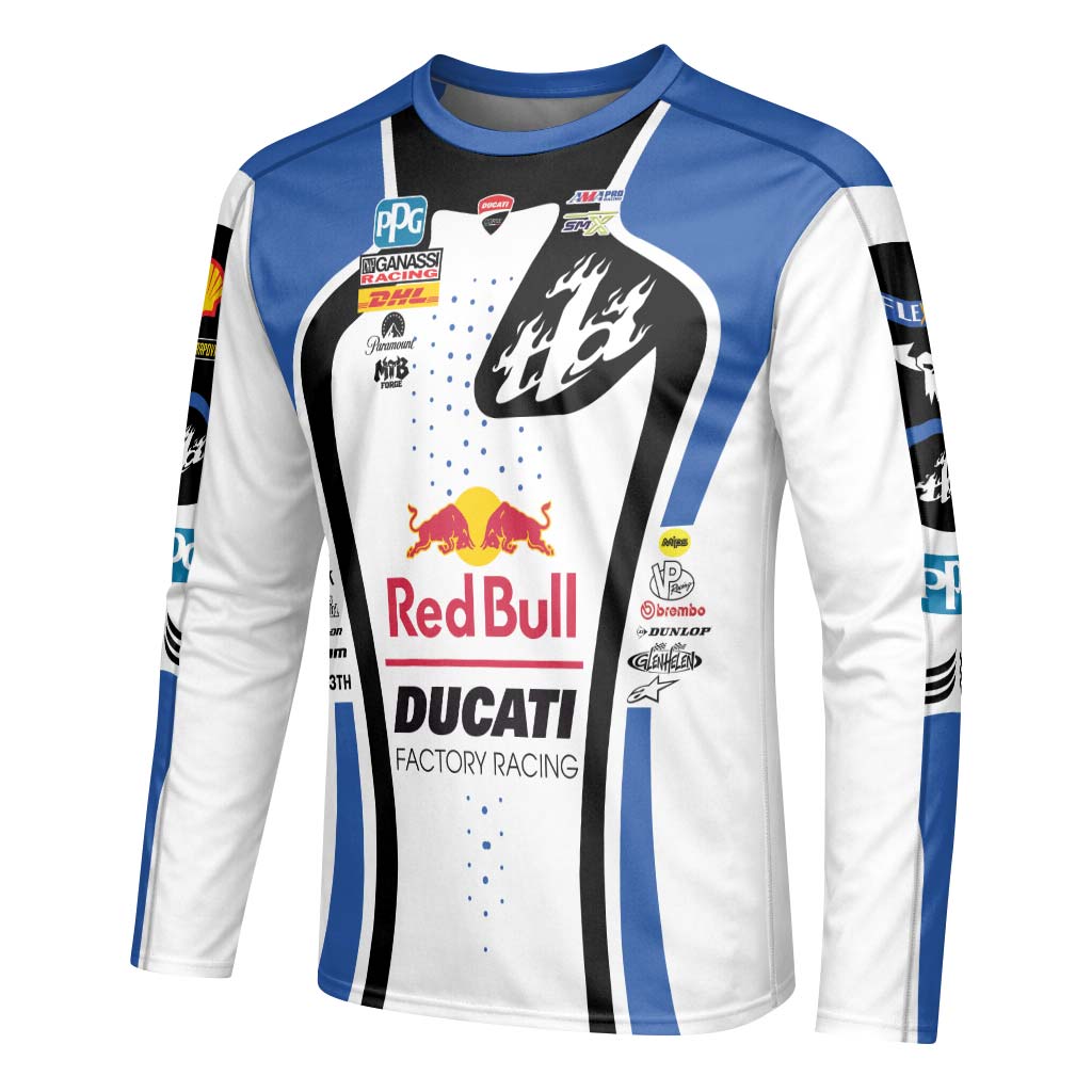 Dylan Ferrandis #14 Red Bull Ducati Factory Racing Youth Long Sleeve Motocross Jersey – Left Side View Mockup
