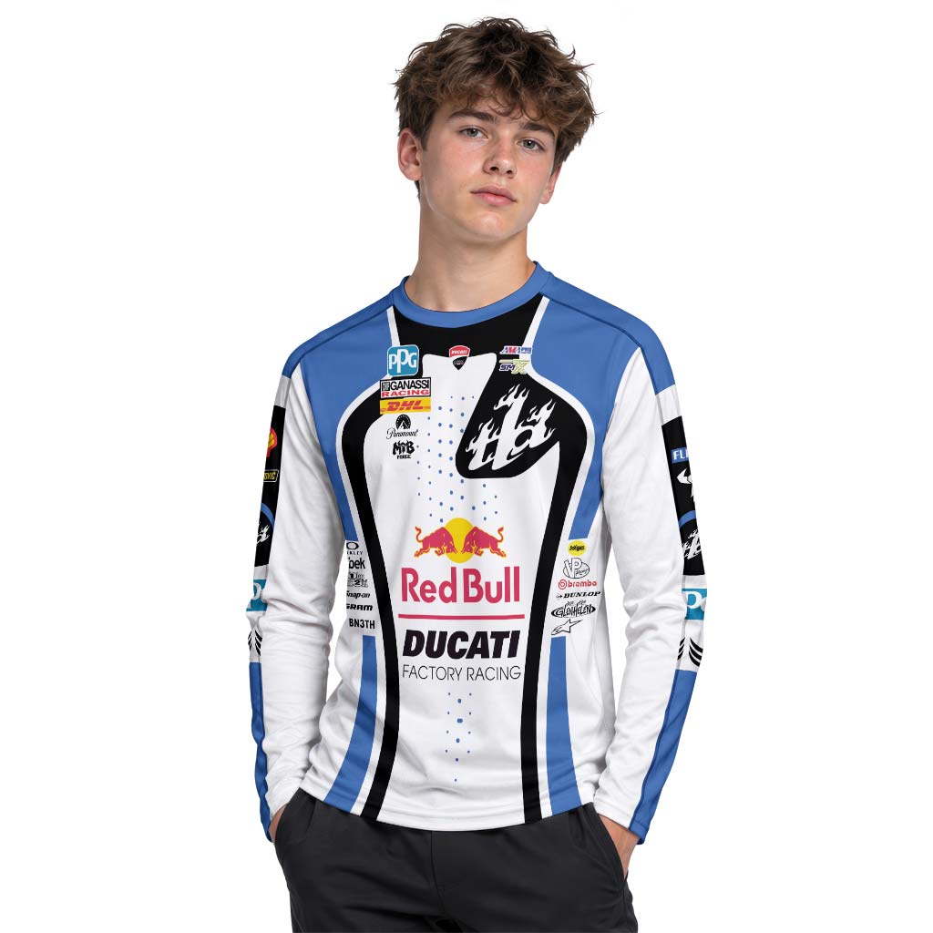 Dylan Ferrandis #14 Red Bull Ducati Factory Racing Youth Long Sleeve Motocross Jersey – Boy Lifestyle View
