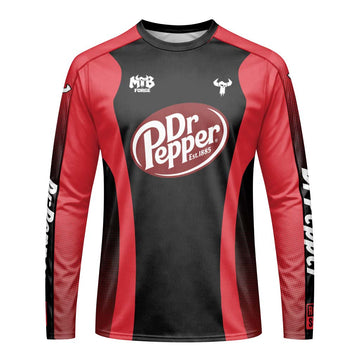 Factory Dr Pepper Long Sleeve Mountain Bike Jersey – Front View Mockup