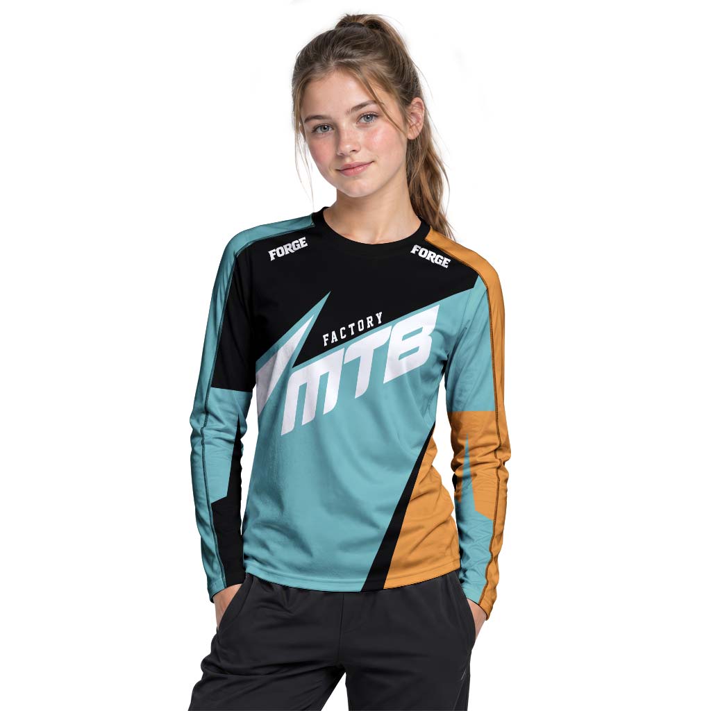 Factory MTB Youth Long Sleeve Mountain Bike Jersey – Girl Lifestyle View