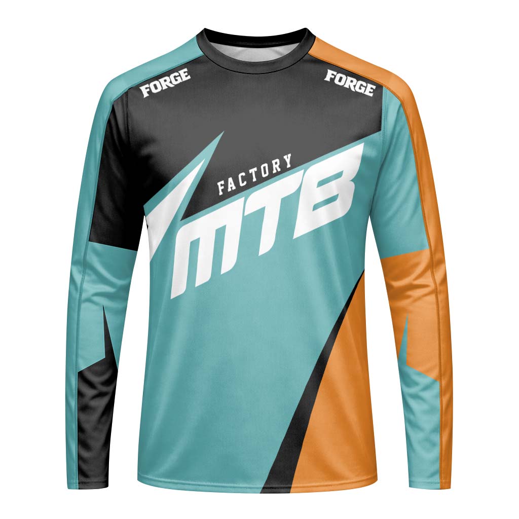 Factory MTB Youth Long Sleeve Mountain Bike Jersey – Front View Mockup