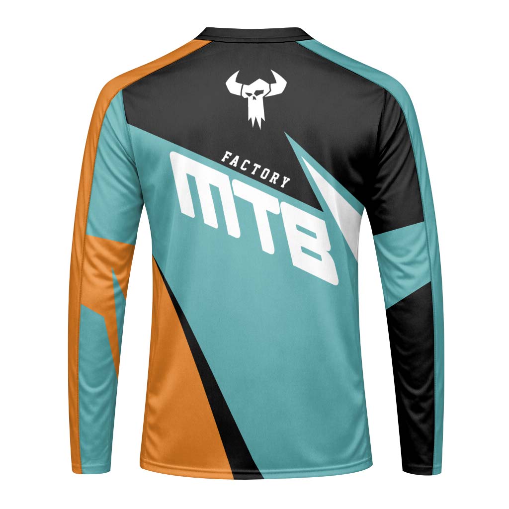 Factory MTB Youth Long Sleeve Mountain Bike Jersey – Back View Mockup