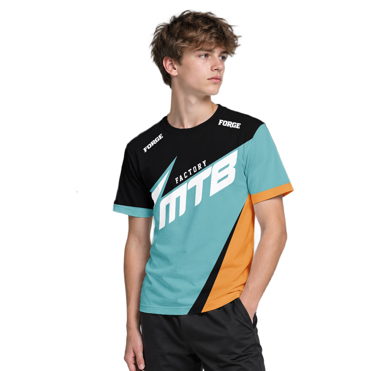 Factory MTB Youth Short Sleeve Mountain Bike Jersey – Boy Lifestyle View