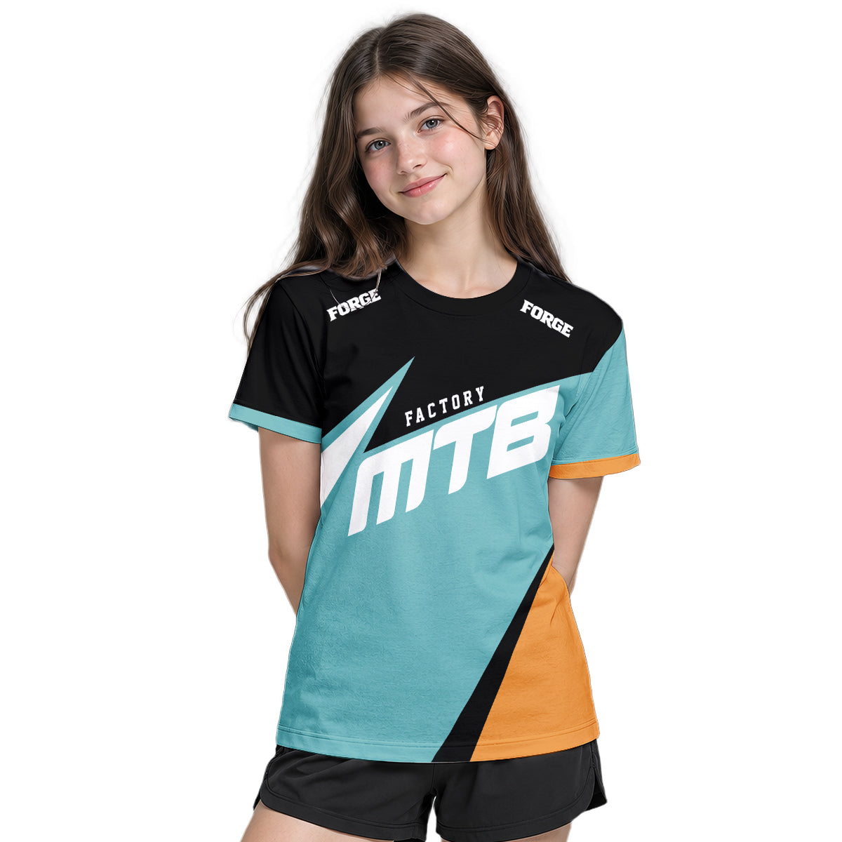 Factory MTB Youth Short Sleeve Mountain Bike Jersey – Girl Lifestyle View
