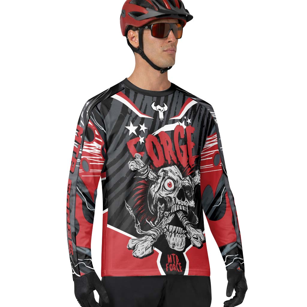 Forge Bone Biter Black & Red Downhill Jersey | Black Red MTB Jersey - lifestyle view