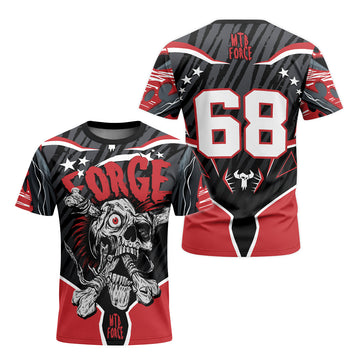 Forge Bone Biter Black & Red Race T-Shirt | Black Red Forge MTB TEE - front and back view
