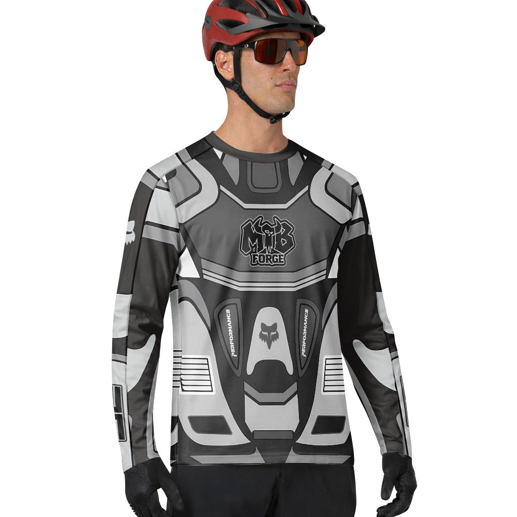 Fox 36 Gray Black Performance Long Sleeve Mountain Bike Jersey - lifestyle view