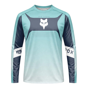 Fox Aqua Navy Gradient Long Sleeve Mountain Bike Jersey - front view mockup