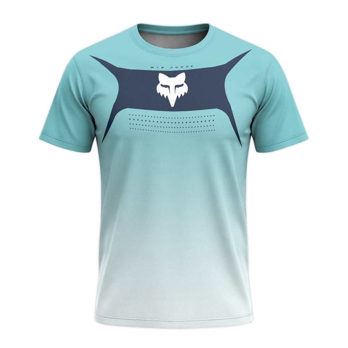 Fox Aqua Navy Gradient Short Sleeve Mountain Bike Jersey - front view mockup