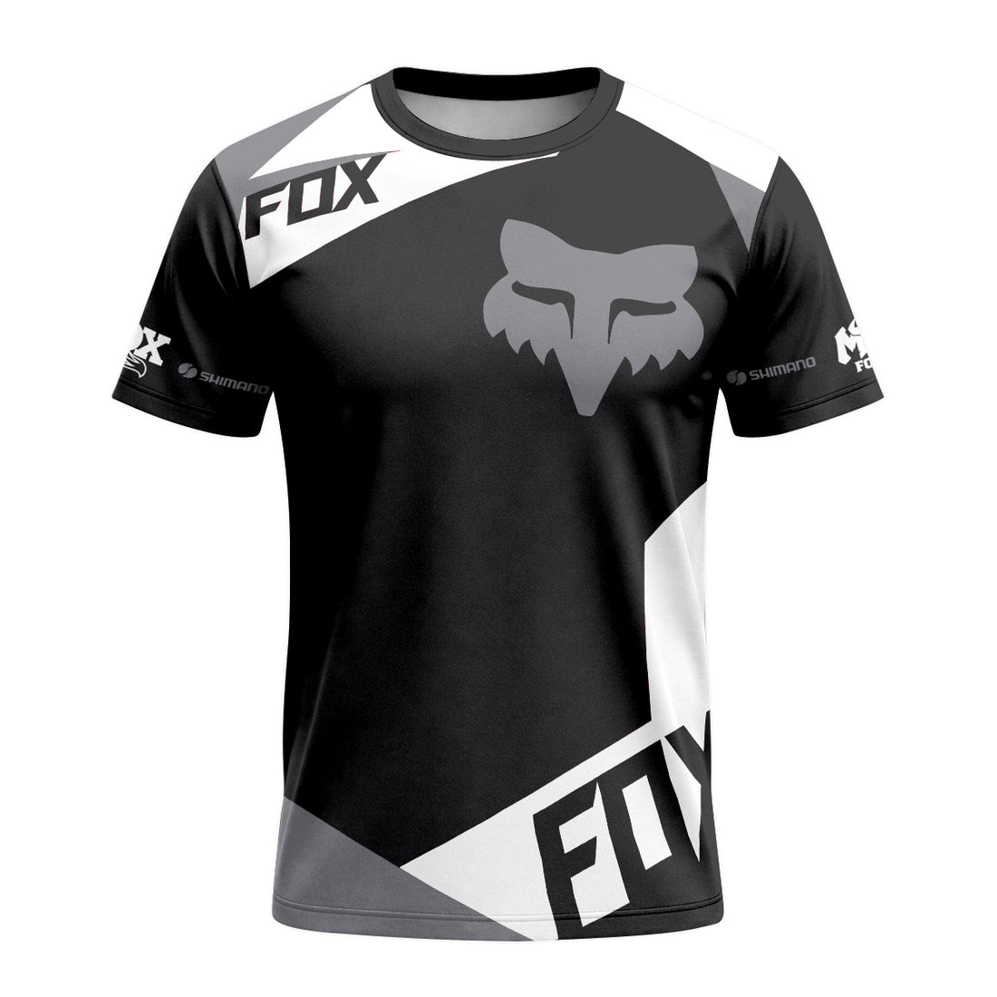 Fox Black Gray Short Sleeve Mountain Bike Jersey - front and back view