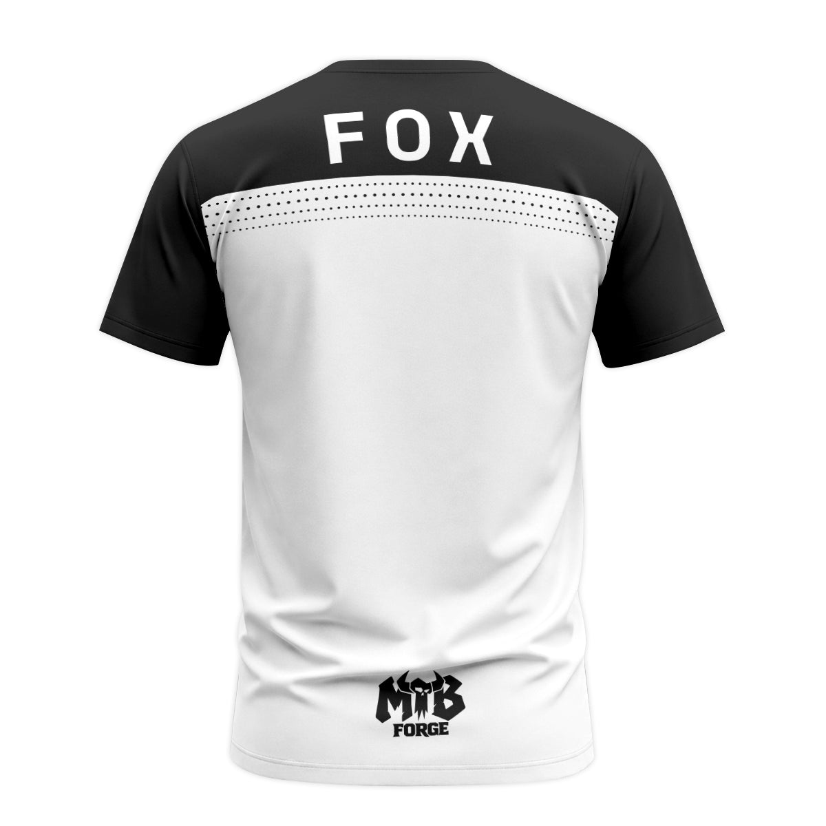 Fox Black White Minimalist Short Sleeve Mountain Bike Jersey - back view mockup