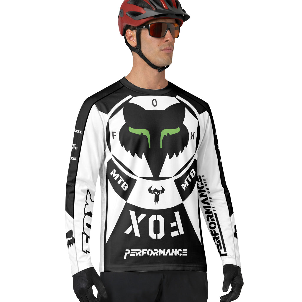 Fox Black White Performance Long Sleeve Mountain Bike Jersey - lifestyle view