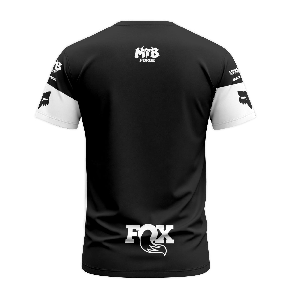 Fox Black White Performance Short Sleeve Mountain Bike Jersey - back view mockup