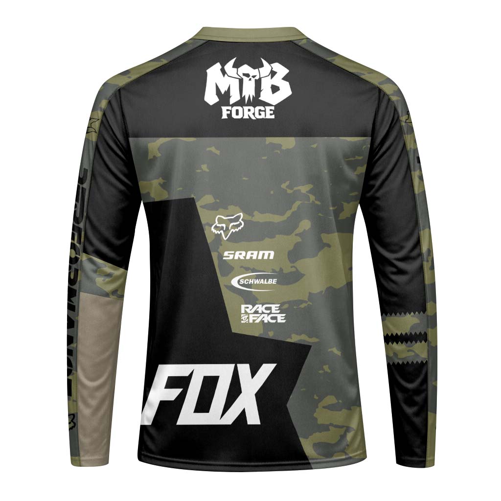 Fox Camo Downhill Long Sleeve Mountain Bike Jersey - back view mockup