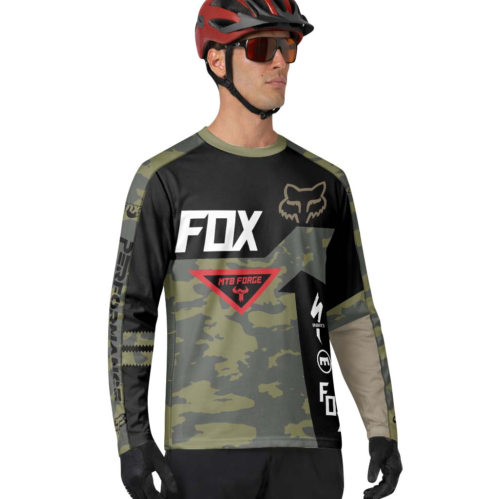 Fox Camo Downhill Long Sleeve Mountain Bike Jersey - lifestyle view