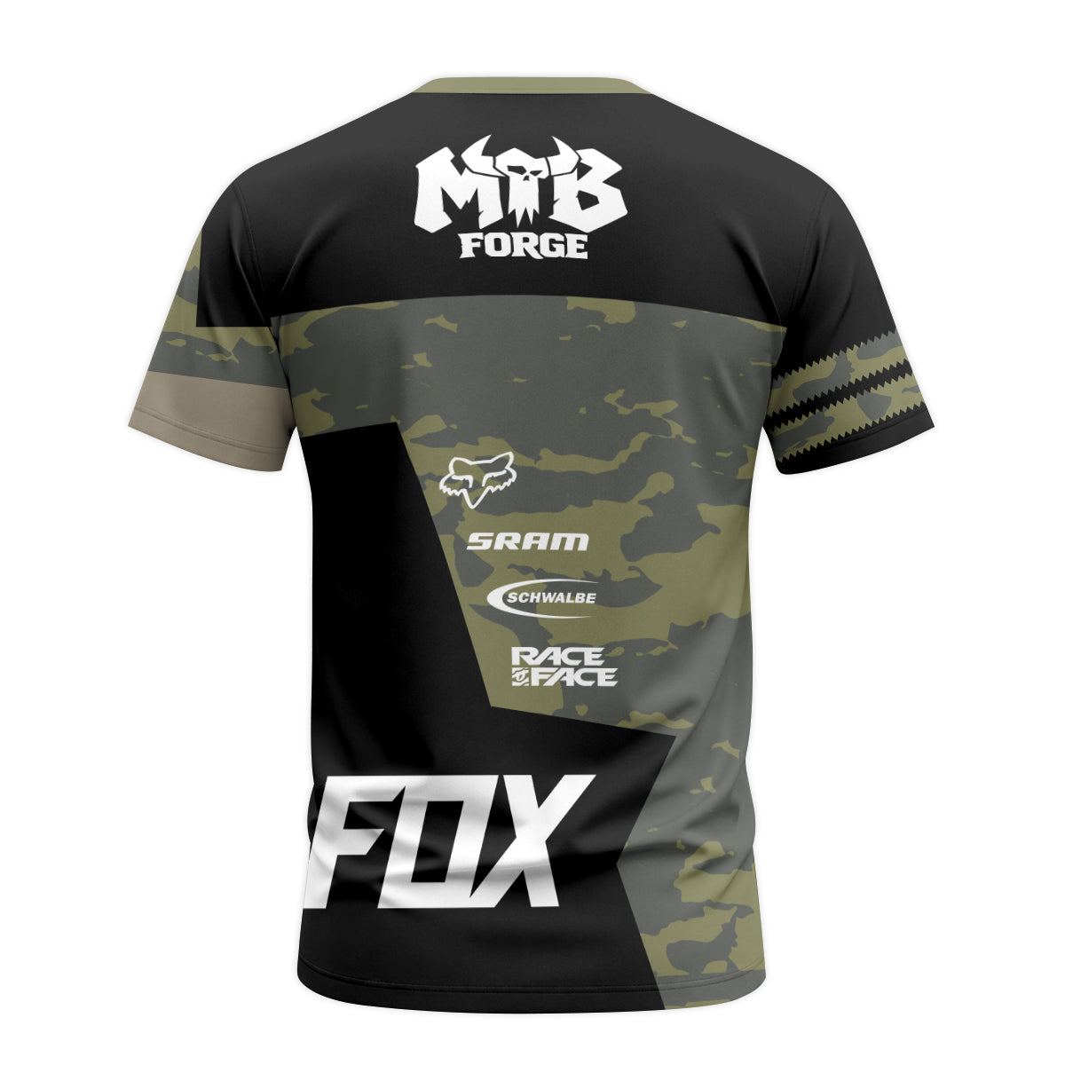 Fox Camo Downhill Short Sleeve Mountain Bike Jersey - back view mockup