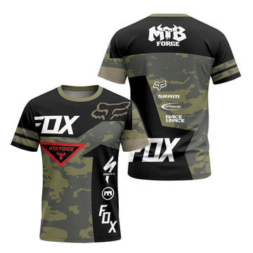 Fox Camo Downhill Short Sleeve Mountain Bike Jersey - front and back view