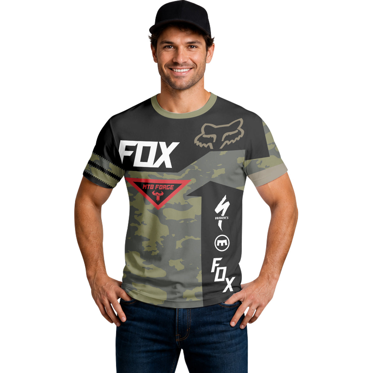 Fox Camo Downhill Short Sleeve Mountain Bike Jersey - lifestyle view