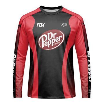 Fox Factory Dr Pepper Long Sleeve Mountain Bike Jersey - front view mockup
